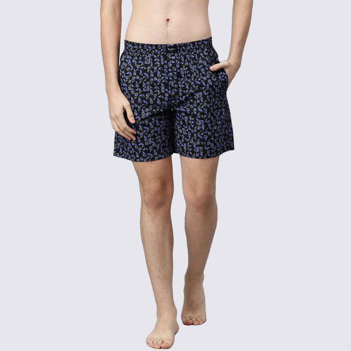 Pepe Jeans Mens Black AOP-3 100 % Printed Cotton Boxer - Pack of 1 (S) Comfort Fit, Soft Fabric