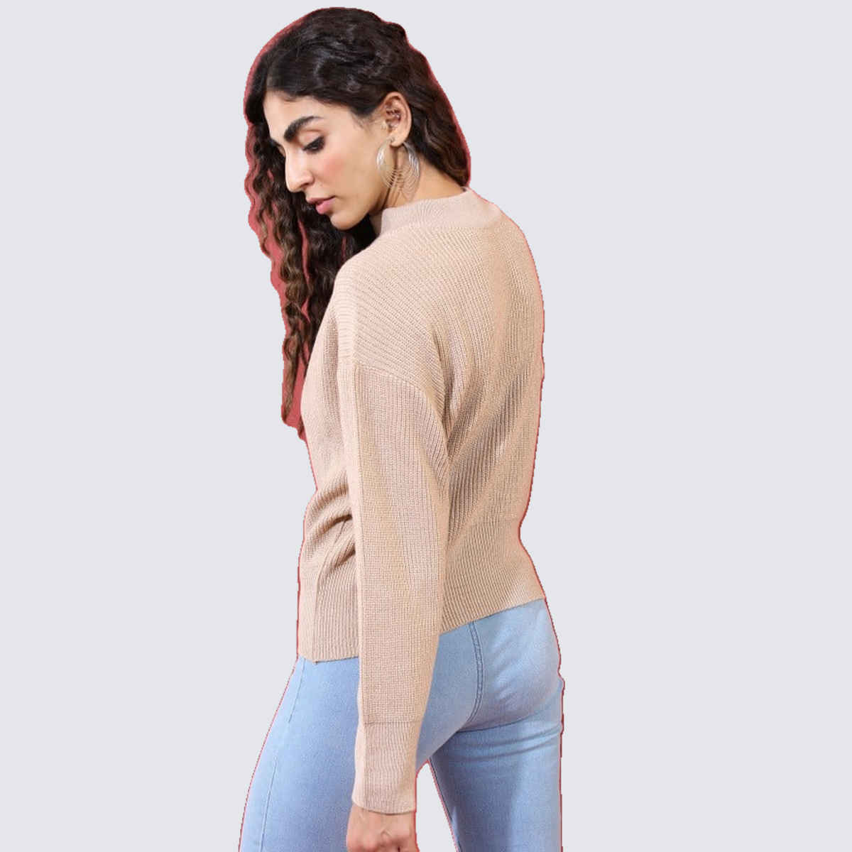 Ketch Women High Neck Long Sleeve Sweater | Nude-Coloured | S