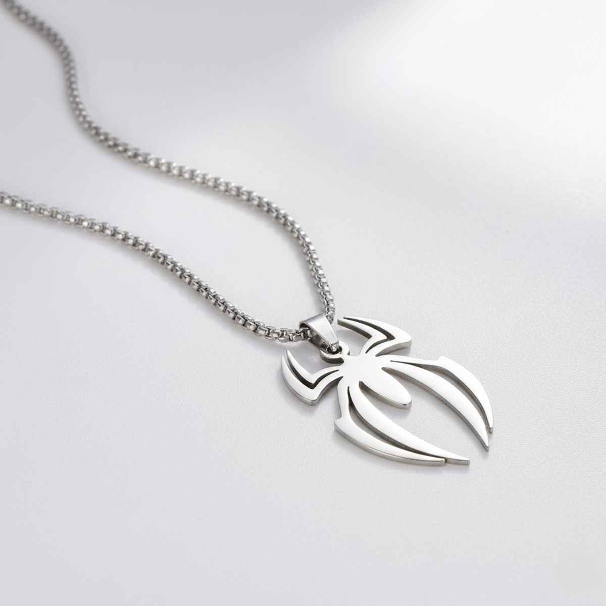 The Opal Factory Men's Jewelry Spider Pendant with Chain | Necklace-121 | Silver