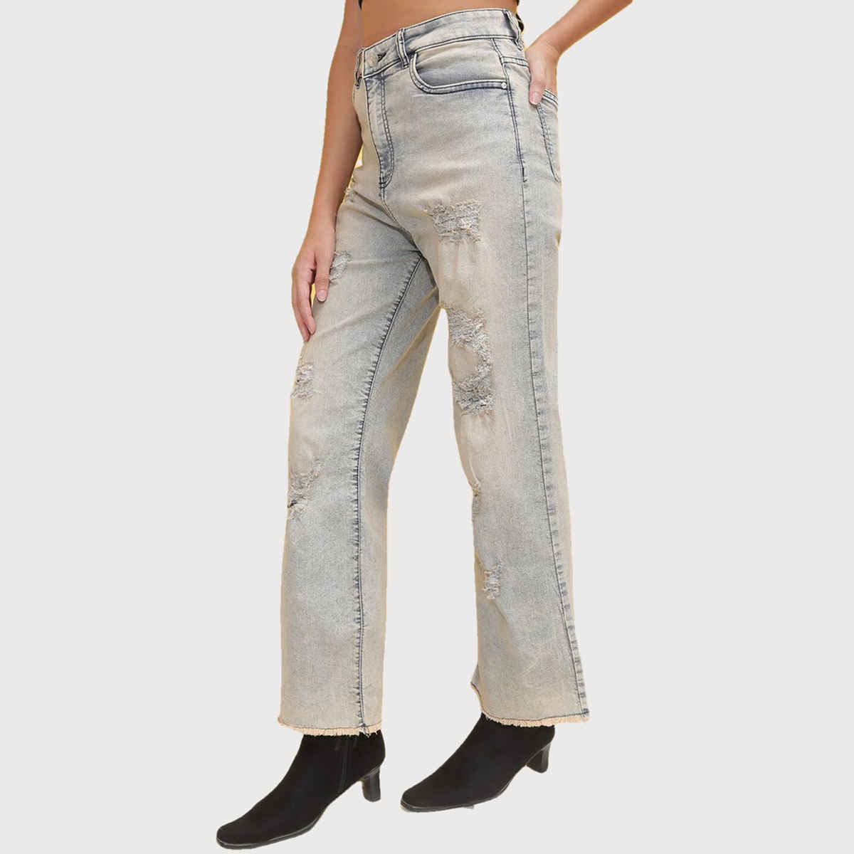 Freehand Women's Tinted Wide Leg Denim Jeans | Blue - 32