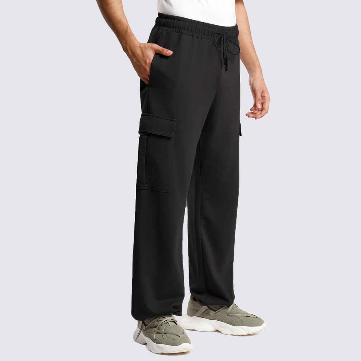 Nobero Men's Oversized Cargo Joggers | Black - 3XL