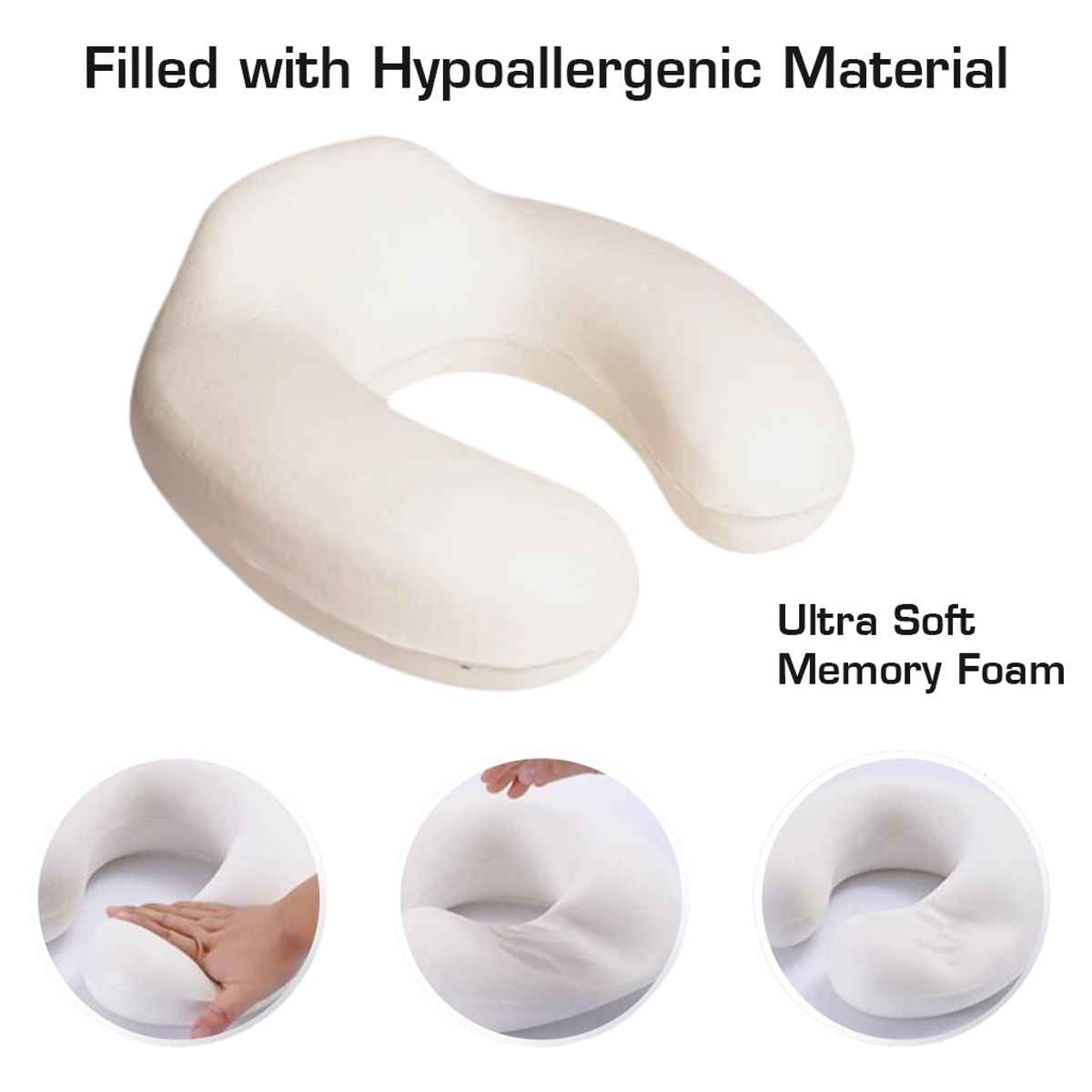 Billebon Unisex Memory Foam Neck Pillow with Eye Mask | Navy Blue - One Size