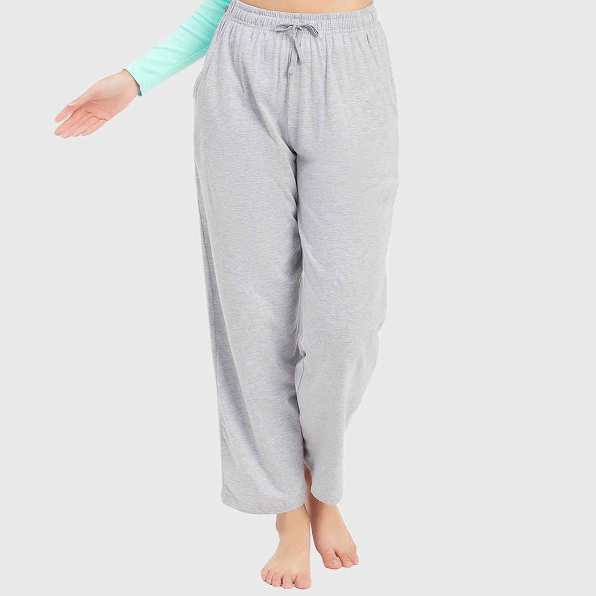 Clovia Pyjama With Elastic Waistband - Cotton Rich(Grey Melange - M)