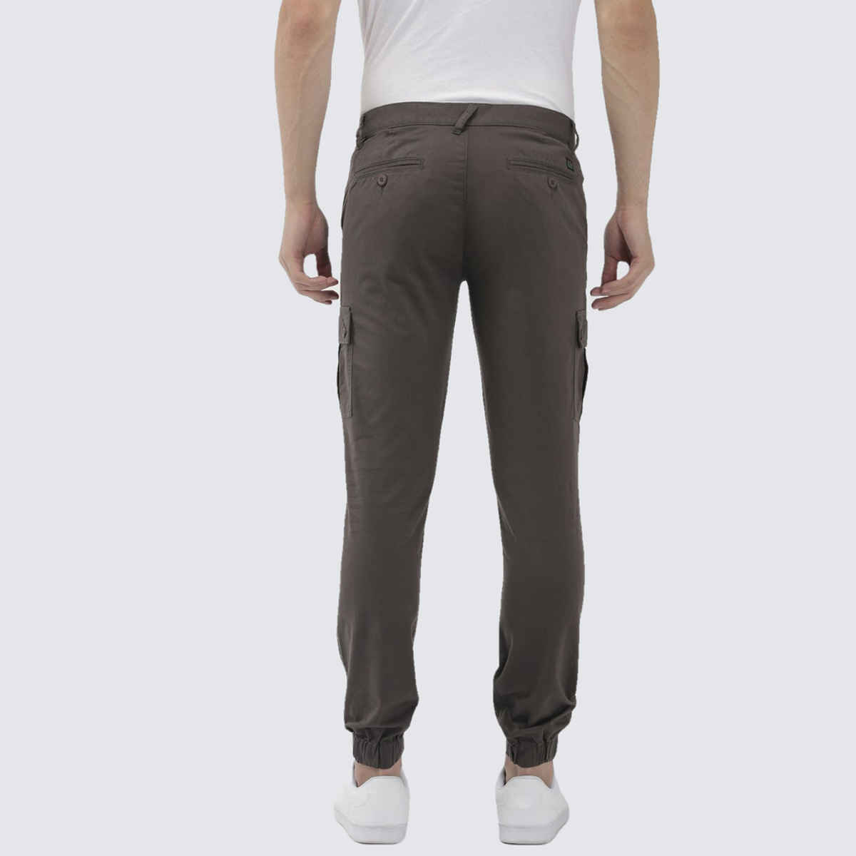 The Indian Garage Co Men's Slim Fit Solid Casual Cargo | Grey - 34