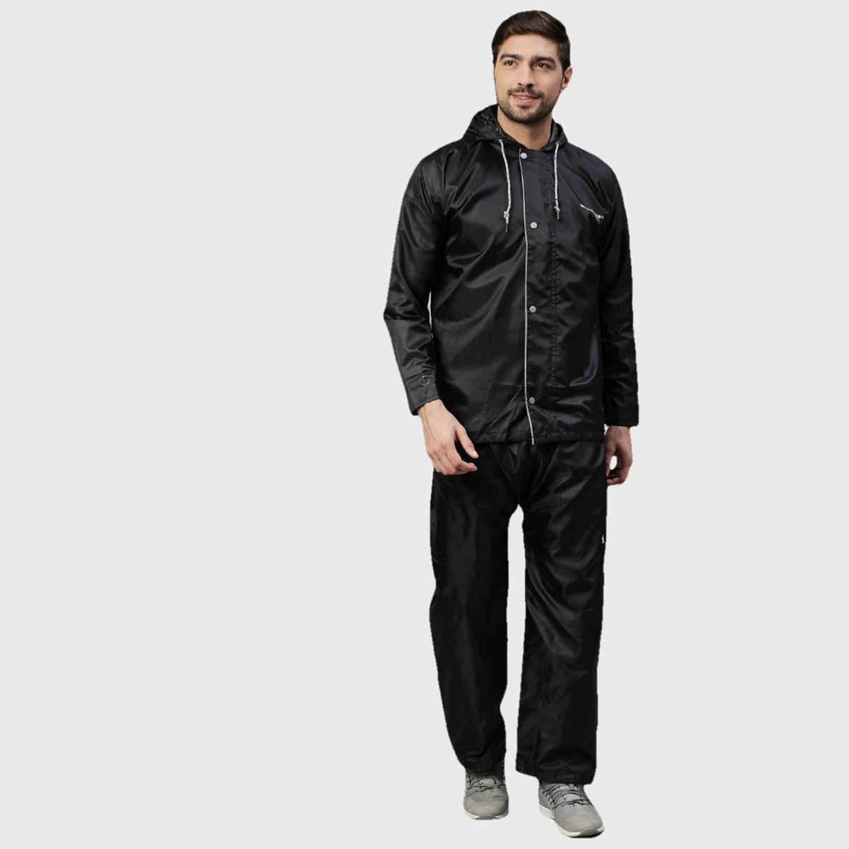 Zeel Men's Waterproof Raincoat- XL (Black)