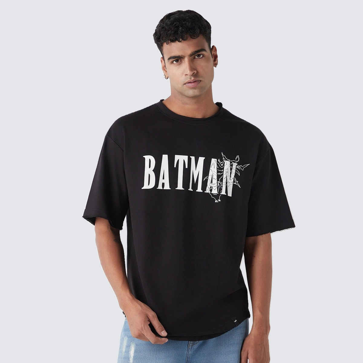 Bewakoof Men's Heavy Duty 1.0 DC Vigilante Graphic Printed Oversized T-shirt | Black - M