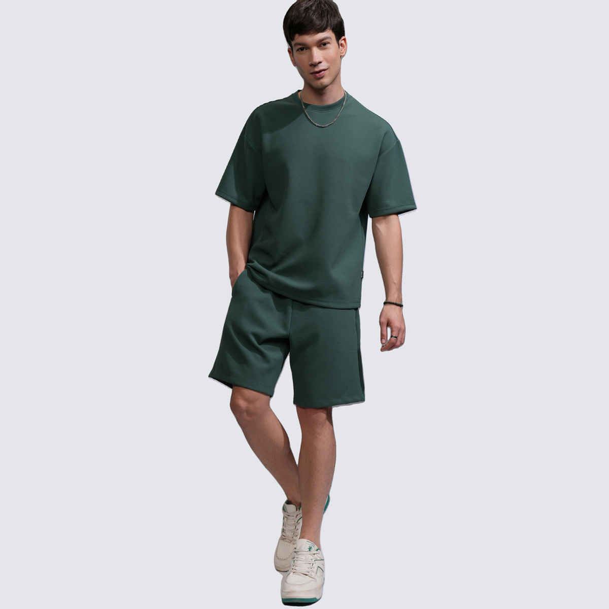 Highlander Men's Co-ord Set Textured Oversized Drop Shoulder | Teal - XL