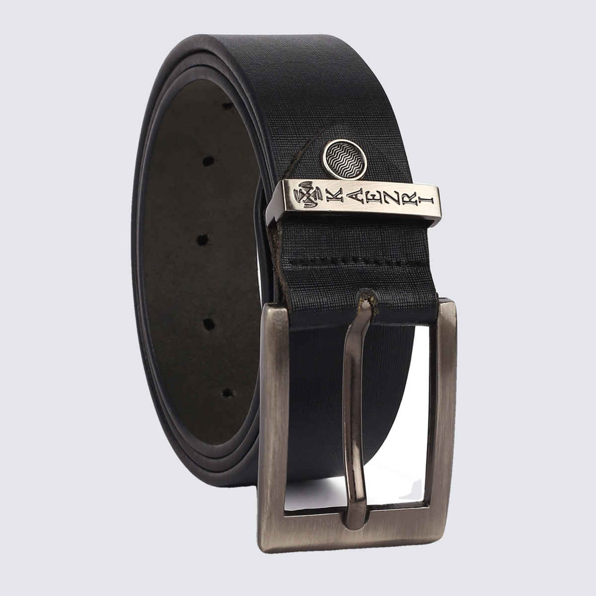 Kaezri Genuine Leather Black Liner Belt for Men | Wrinkle - 42