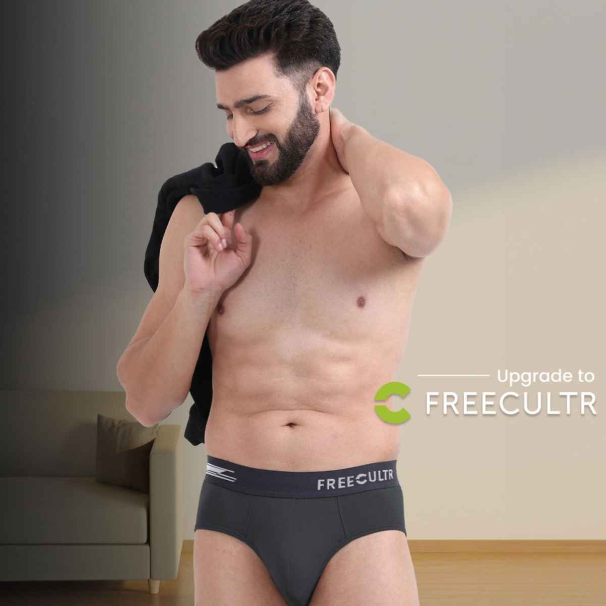 Freecultr Men's Underwear Micromodal Airsoft Brief - Pack of 1 Ash Grey - XL