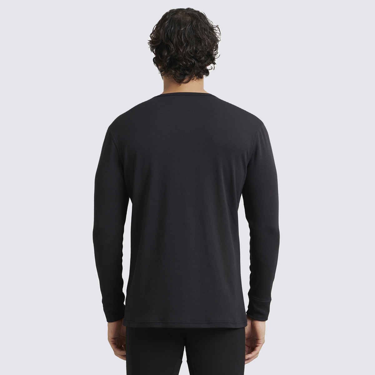 Jockey 2606 Men's Microfiber Elastane Stretch Fleece Full Sleeve Thermal Undershirt | Black-M
