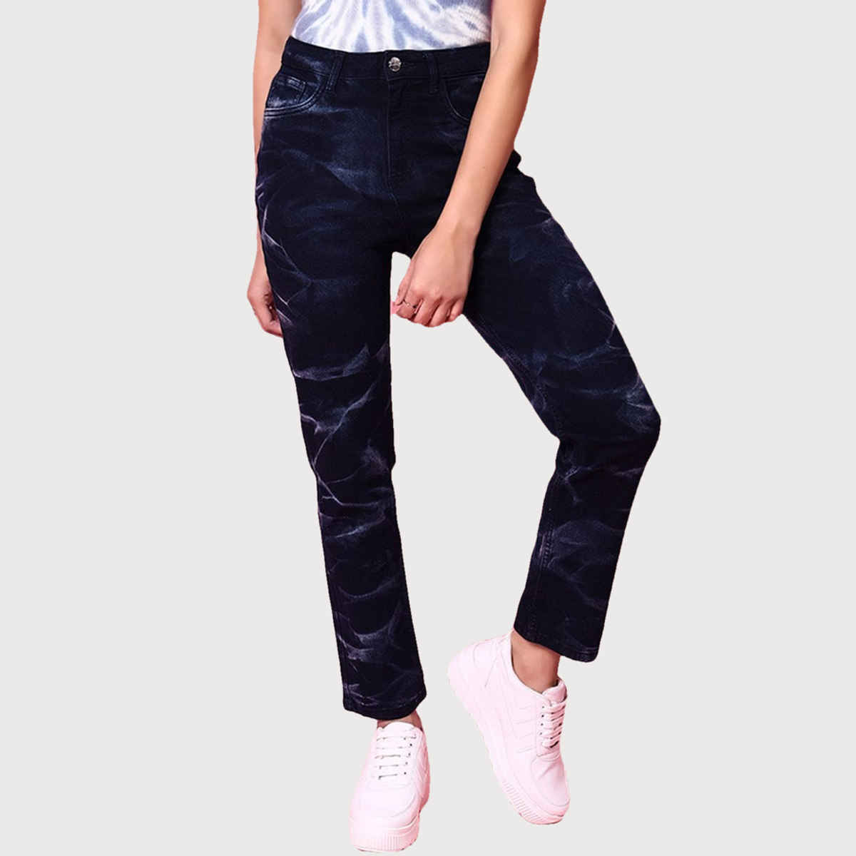 Freehand Women's Dark Wash Straight Fit Denim Jeans | Blue - 32
