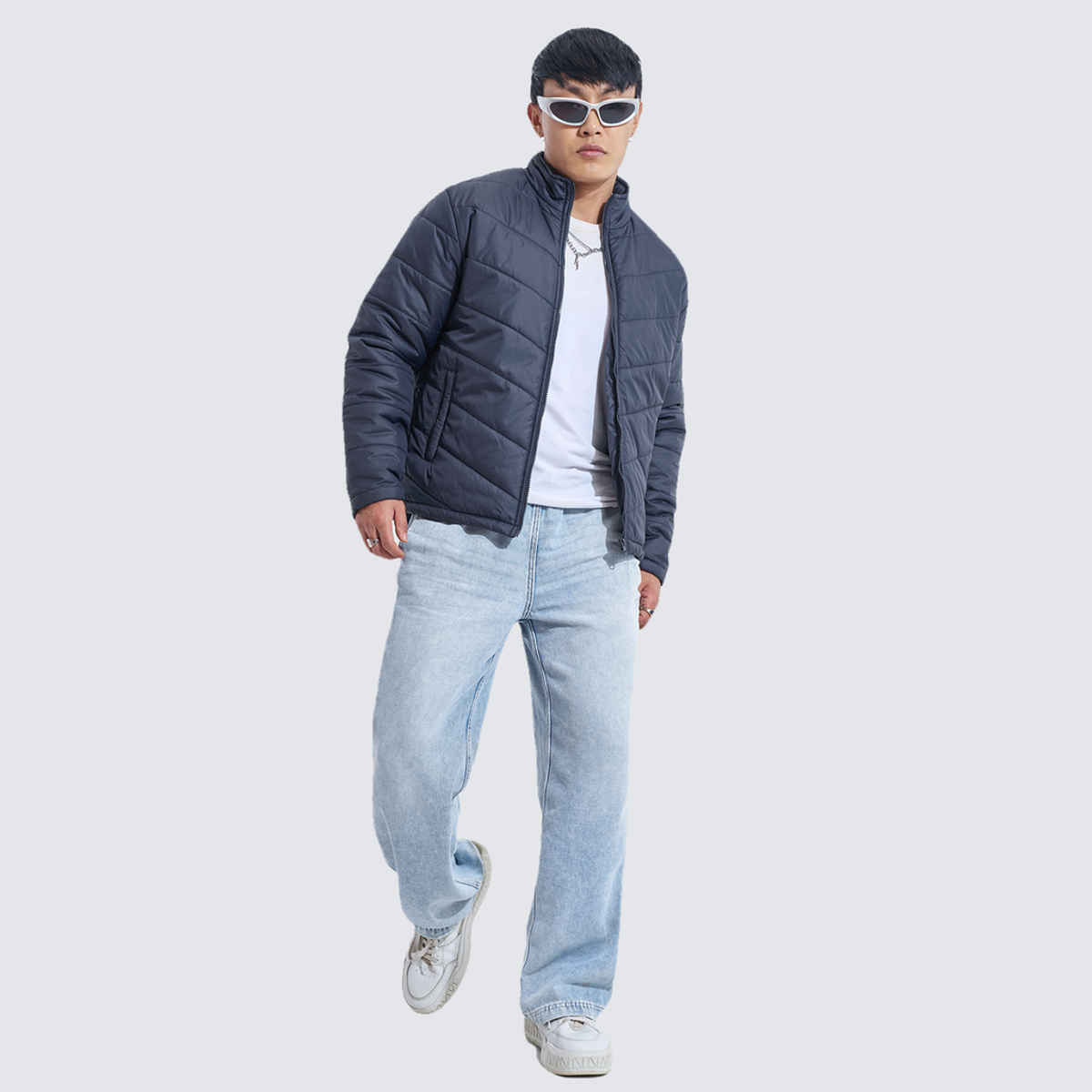 Highlander Men's Stand Collar Padded Jacket | Navy - XL