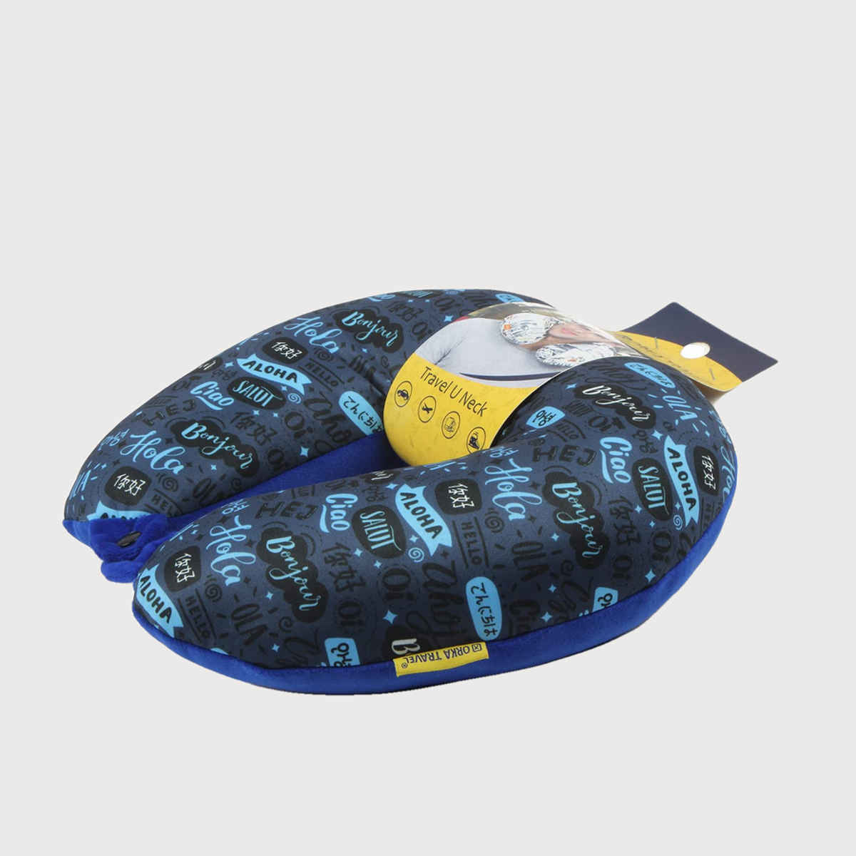 ORKA Unisex Printed Spandex Neck Pillow | Blue - One Size