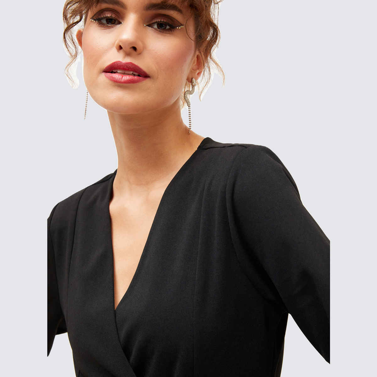 SASSAFRAS Women's Knitted Wrap Dress | Black - S