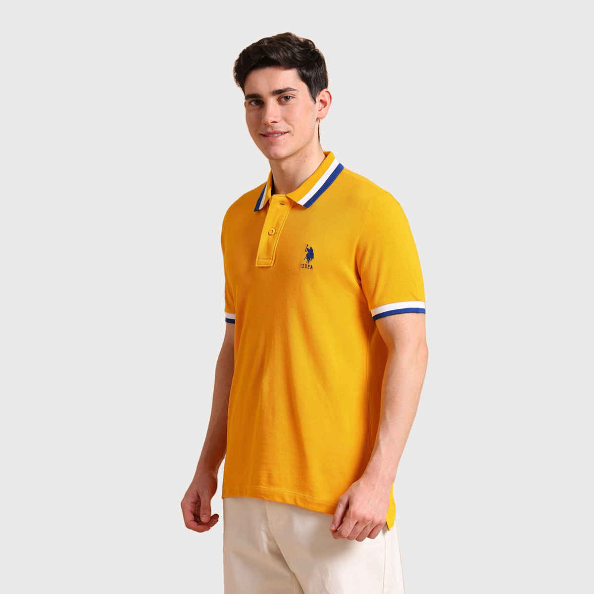 U.S. Polo Assn. Men's Heritage Tipped Polo Shirt | Mustard - L