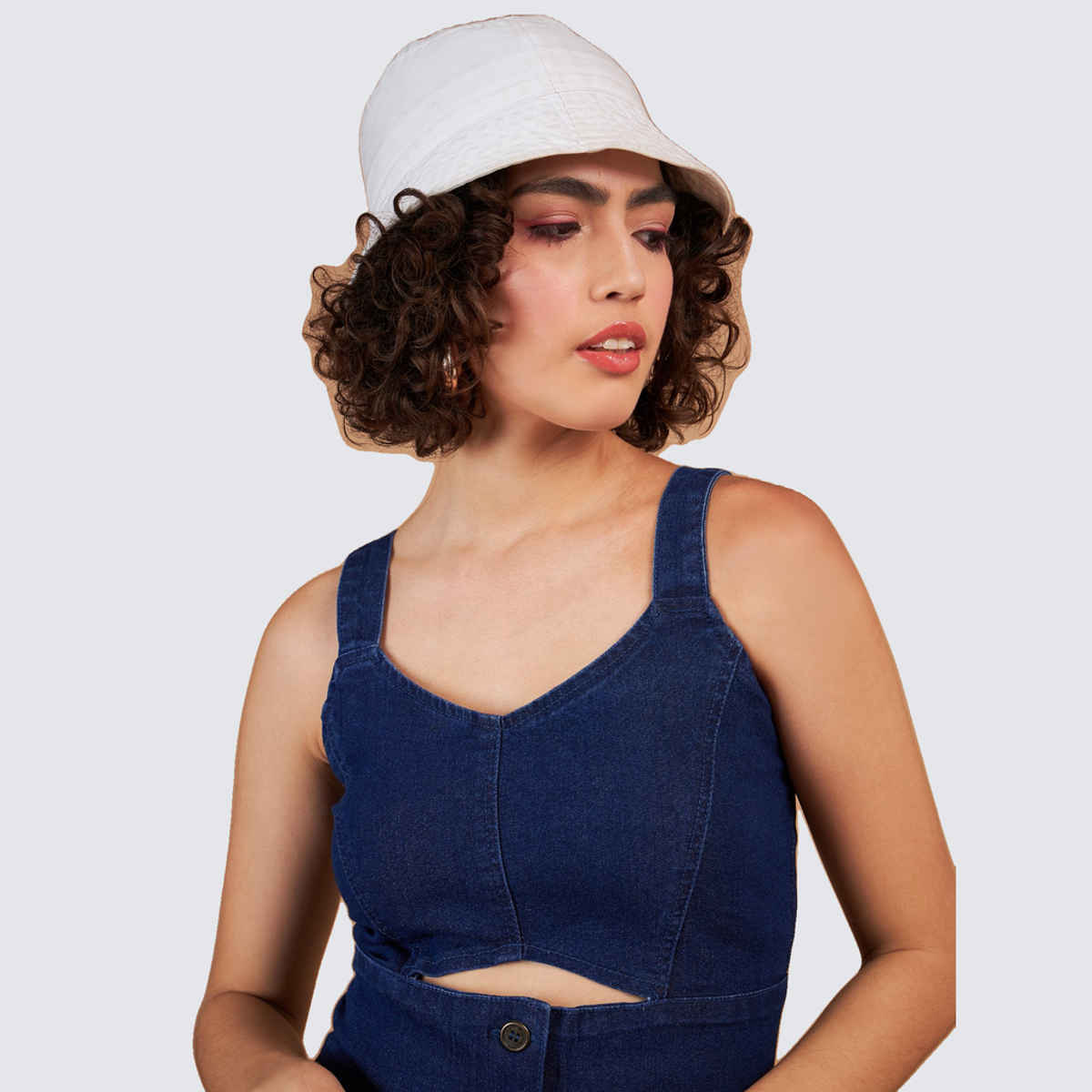 SASSAFRAS Women's Denim Wash Strappy Dress | Navy - M