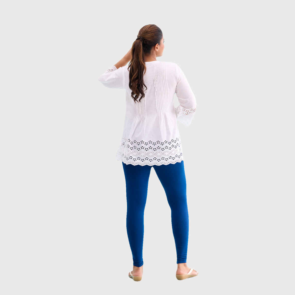 Go Colors Women's Solid Mid Rise Ankle Length Leggings | Royal - XL