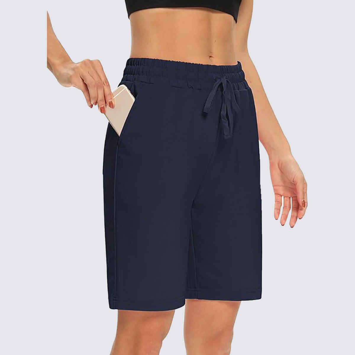 Hotfits Women's Solid Regular Casual Shorts | Blue - M