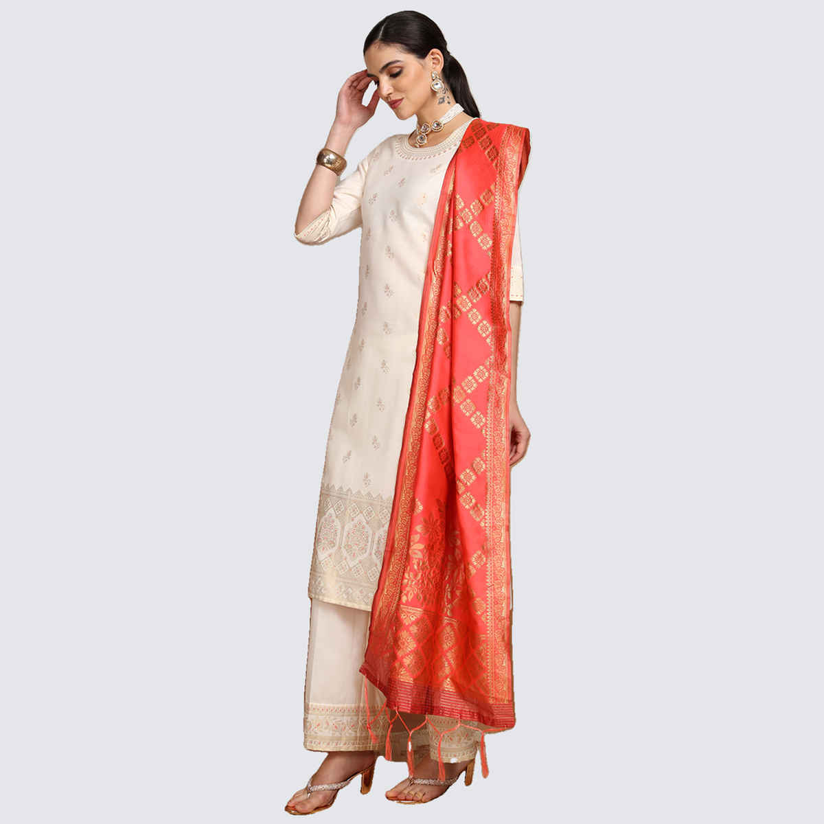 Vishdhd Buy Vishudh Women's Ethnic Motif Kurta With Pants And Dupatta ...