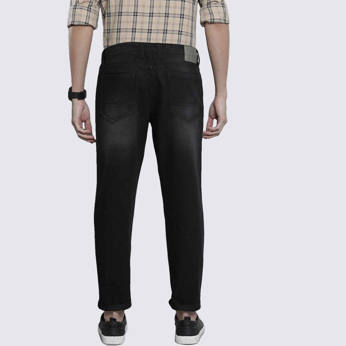 The Indian Garage Co Men's G-131 Dad Fit Solid Casual Jeans | Black | 30