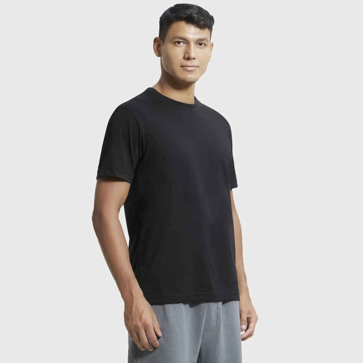Jockey Men Cotton Rich Round Neck Half Sleeve T-shirt | Black - XL