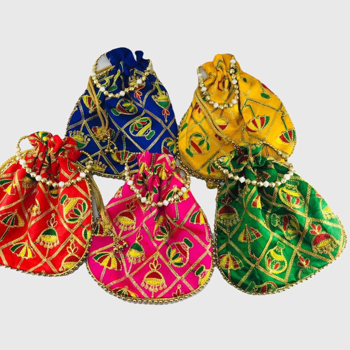 Gullak Women's Embroidered Silk Potli | Multicolour