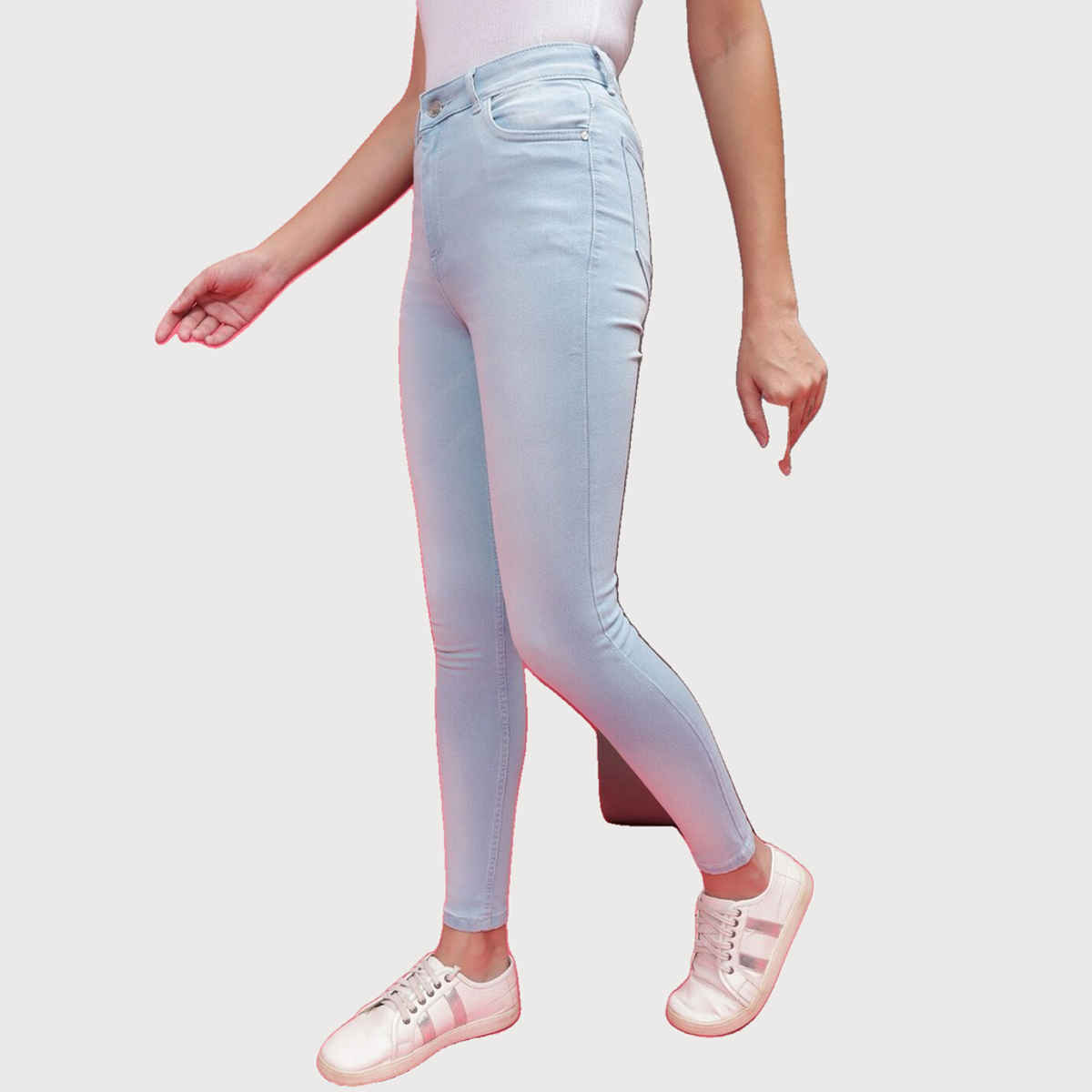 Freehand Women's Light Wash Skinny Fit Denim Jeans | Blue - 30