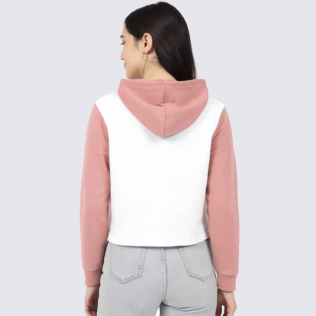 GCYX Women's CROP HOOD Sweatshirt | White - M
