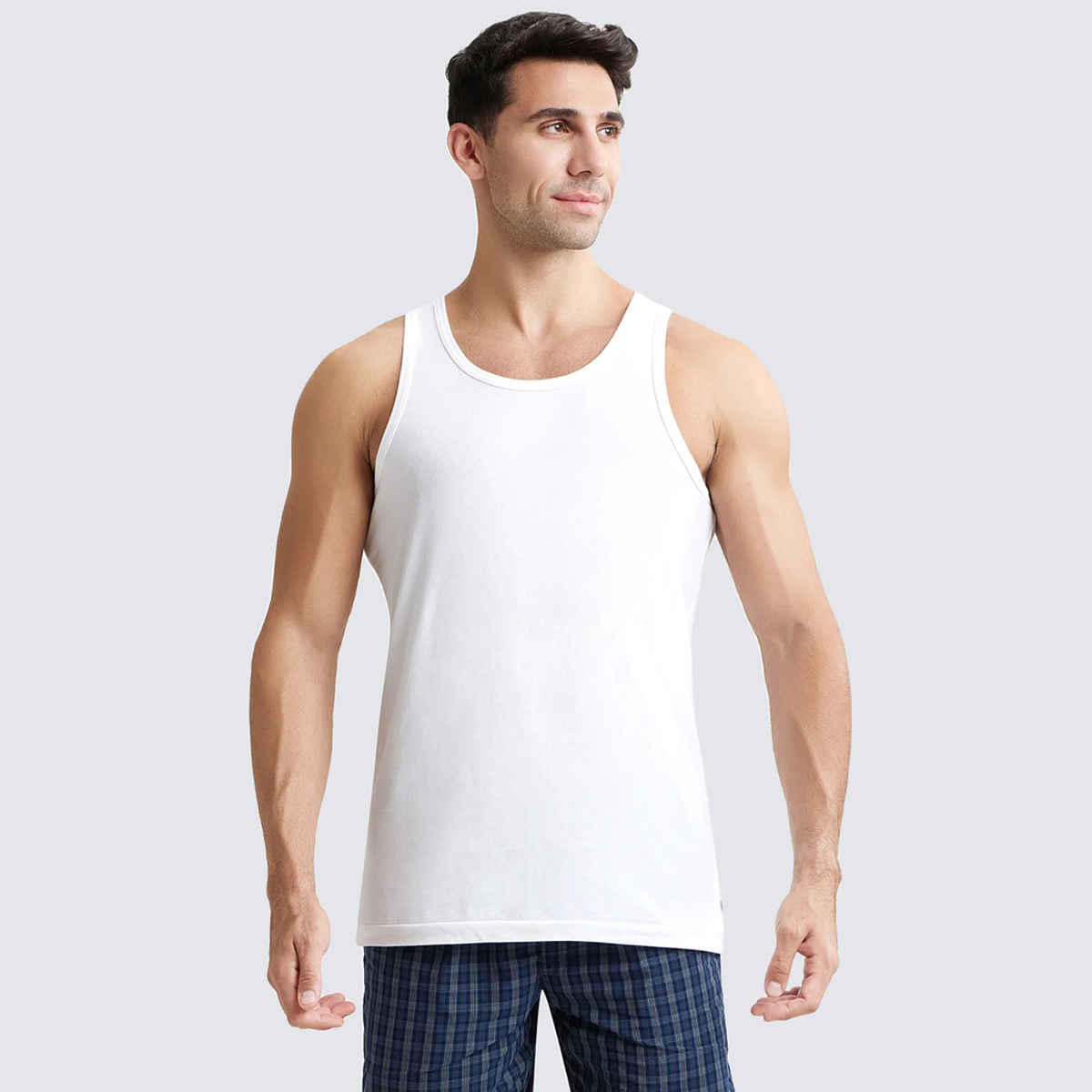Jockey 8820 Men's Super Combed Cotton Round Neck Vest|Extended Length|Easy Tuck|PO3 | White-XL