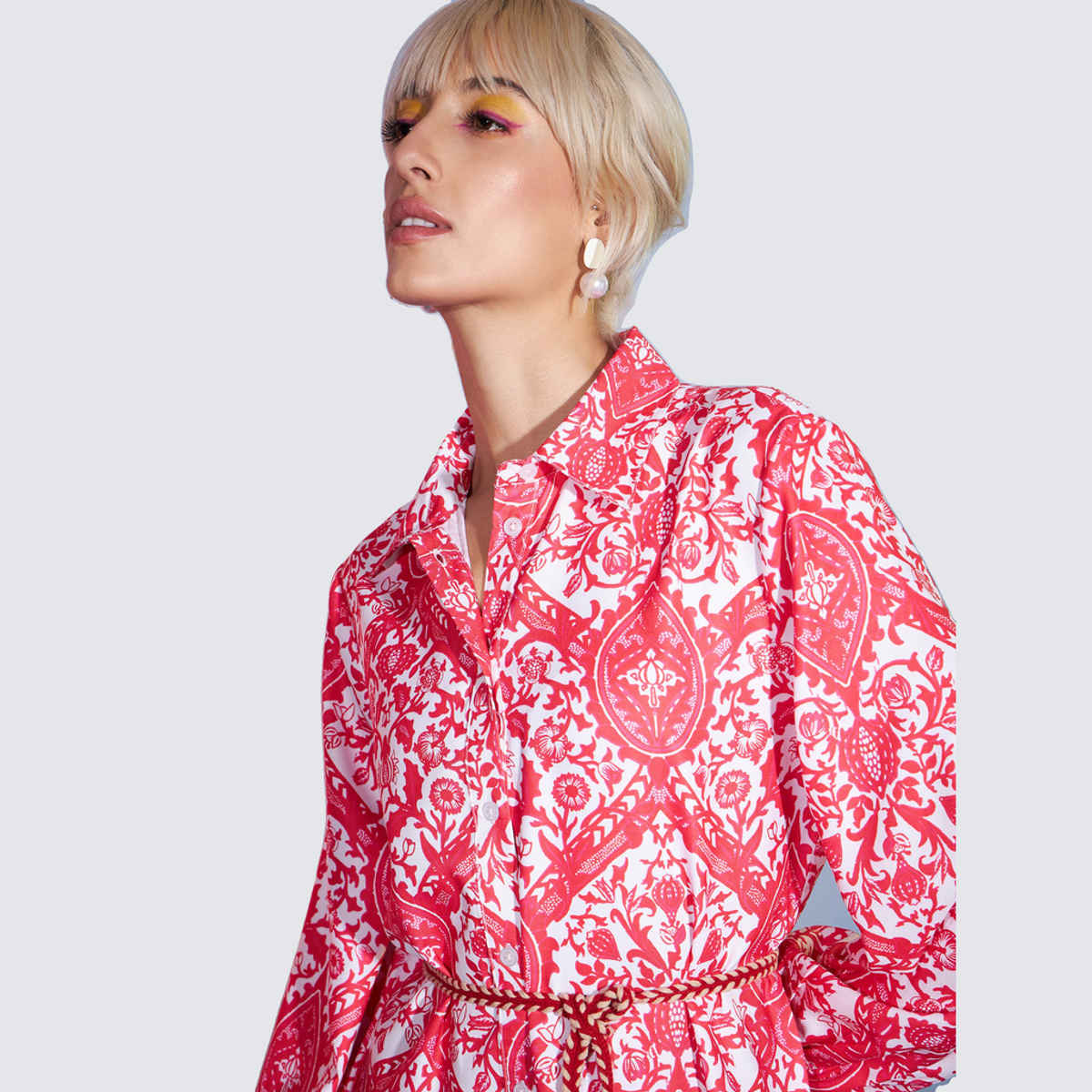 SASSAFRAS Women's Floral Flared Skater Dress | Red - XL