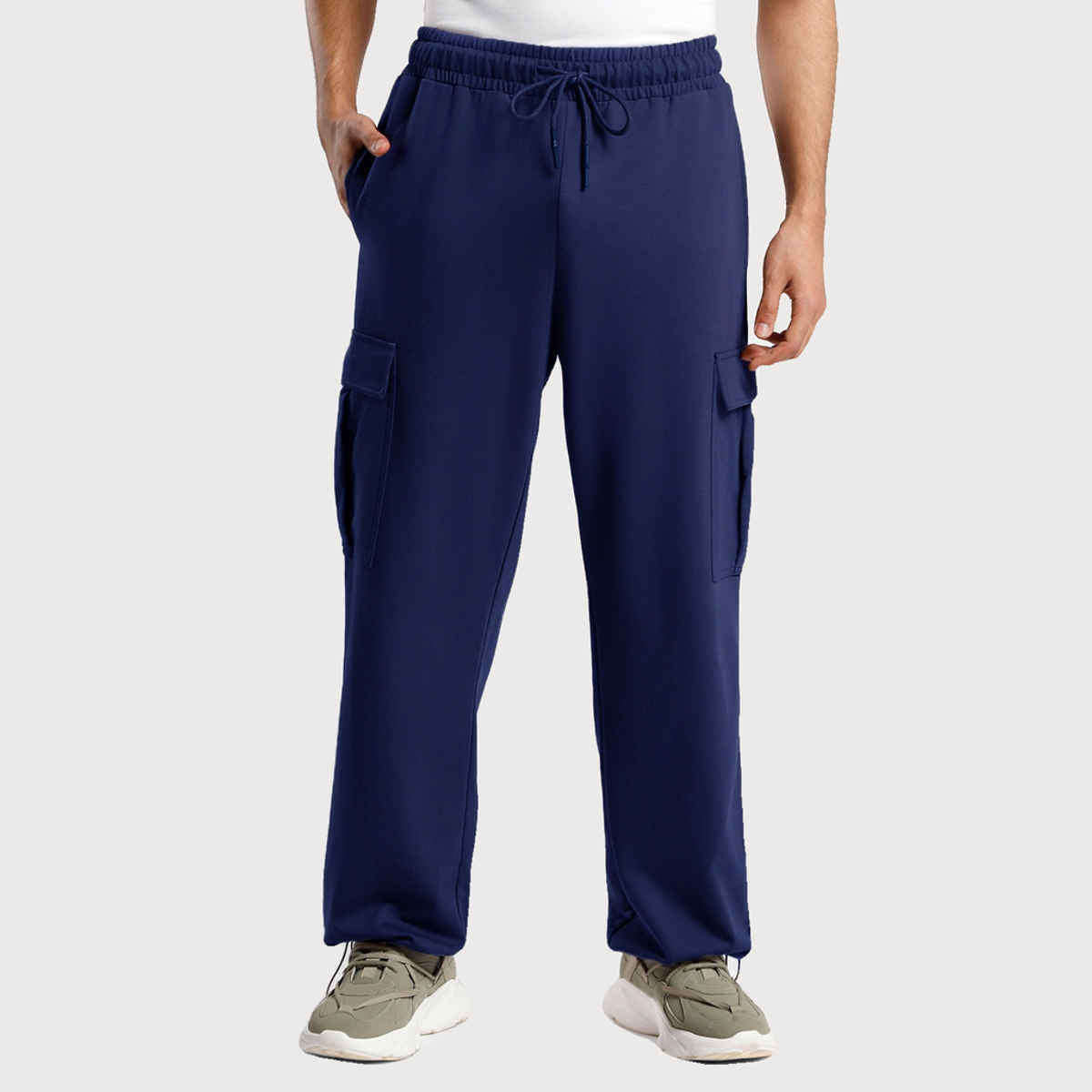 Nobero Men's Oversized Cargo Joggers | Navy Blue - L