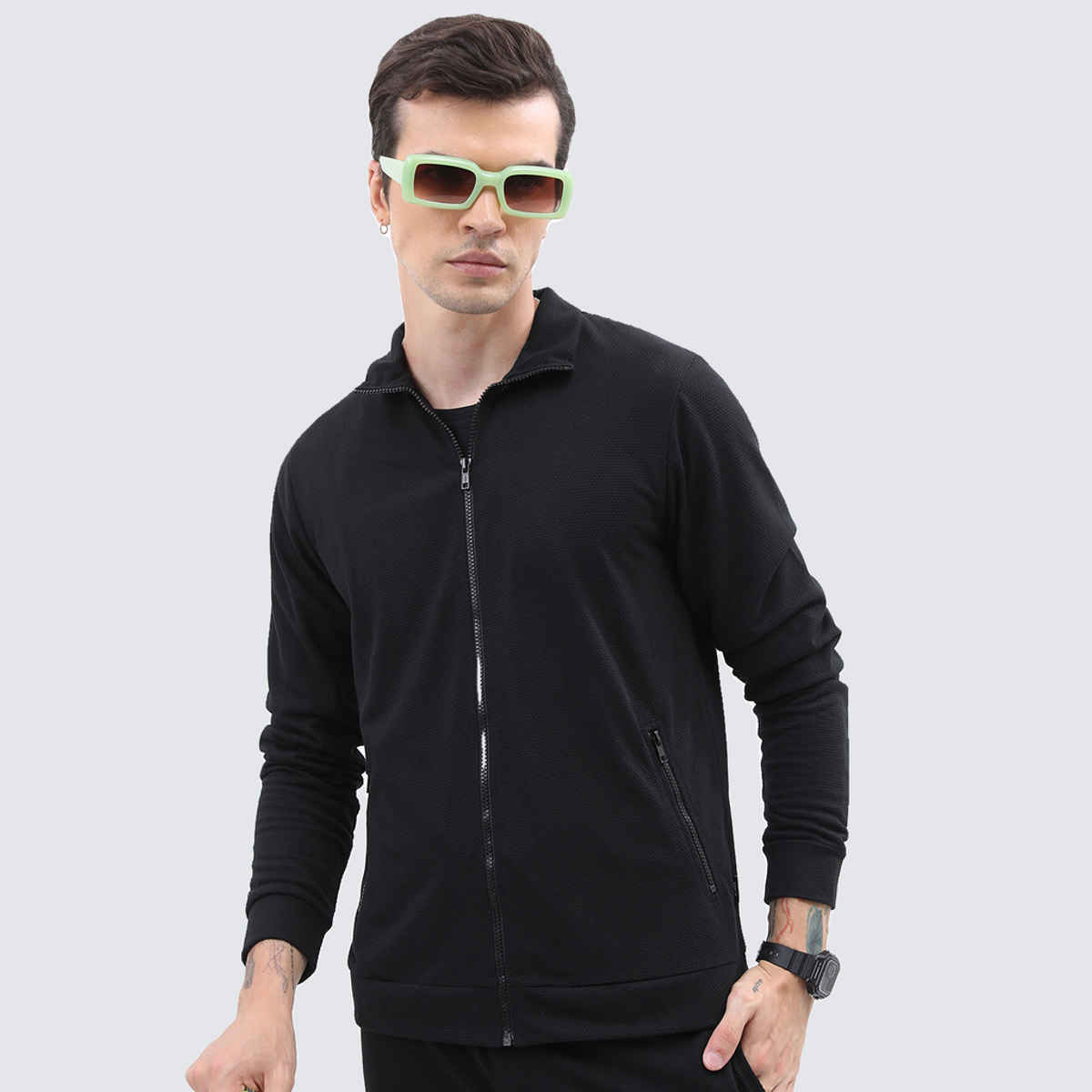 HIGHLANDER Men's Mock Neck Tailored Jacket | Black - M