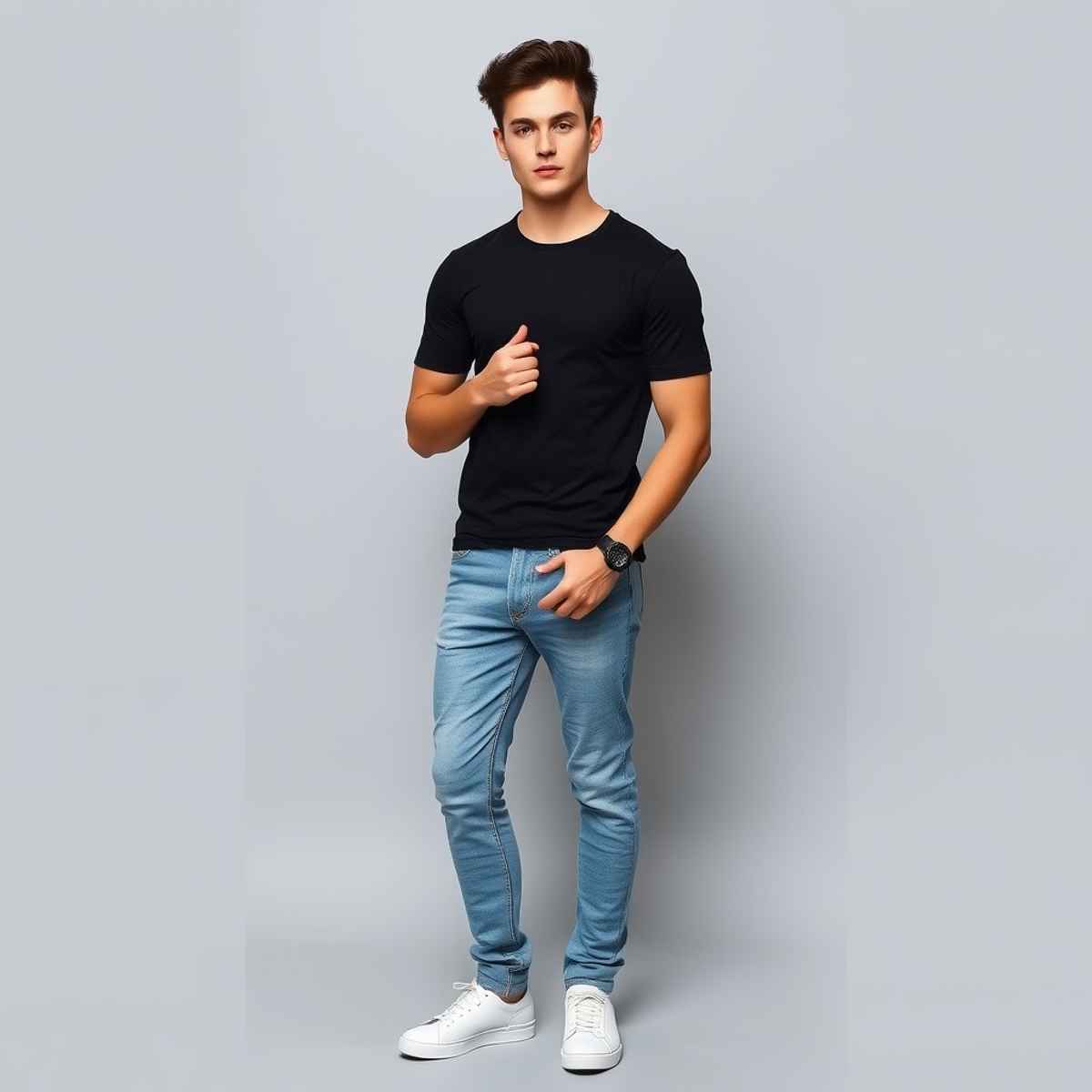 Springman Men Pure Cotton Solid Round Neck T-shirt | Black - S