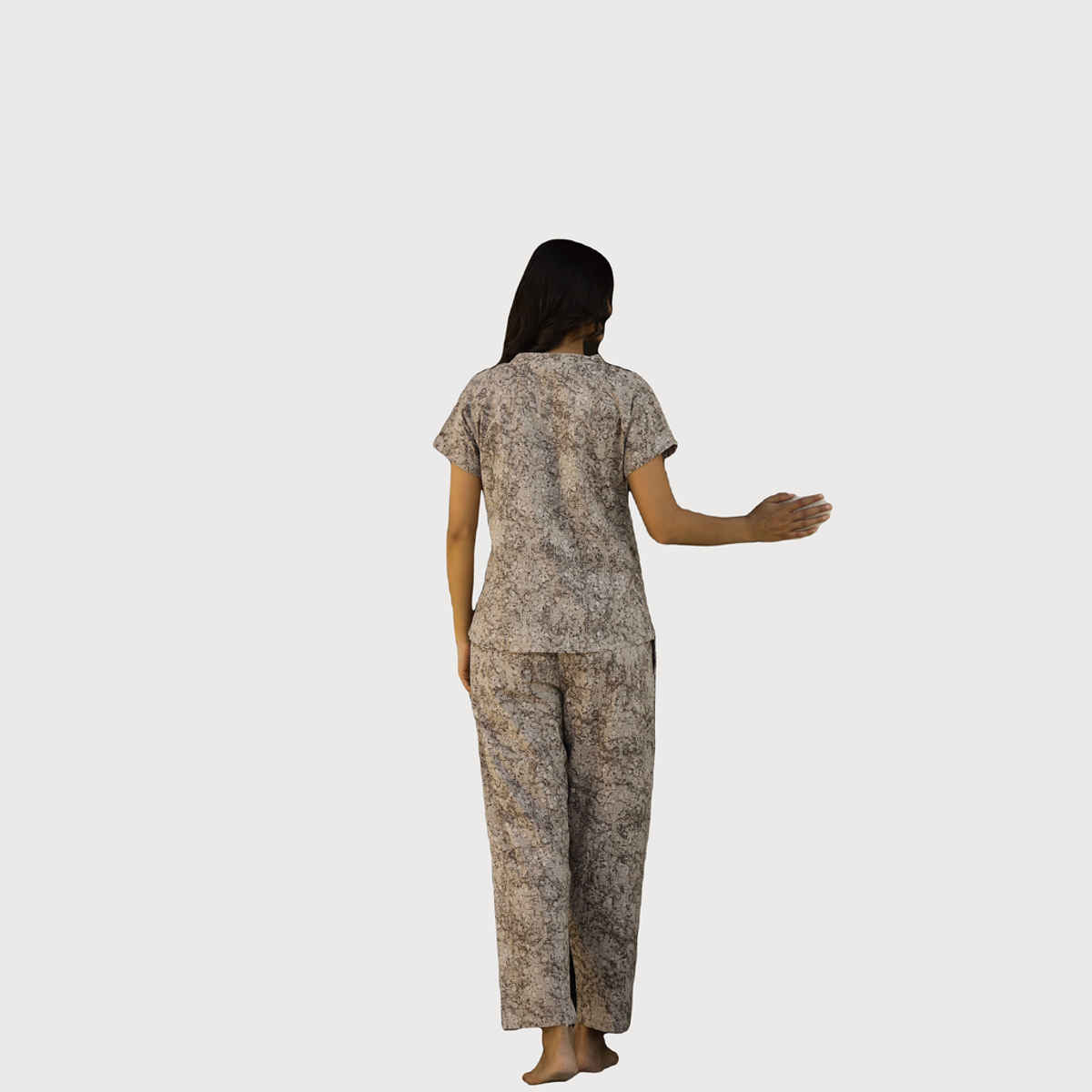 Sanskrutihomes Women's Printed Pure Cotton Night Suit | Grey - XL