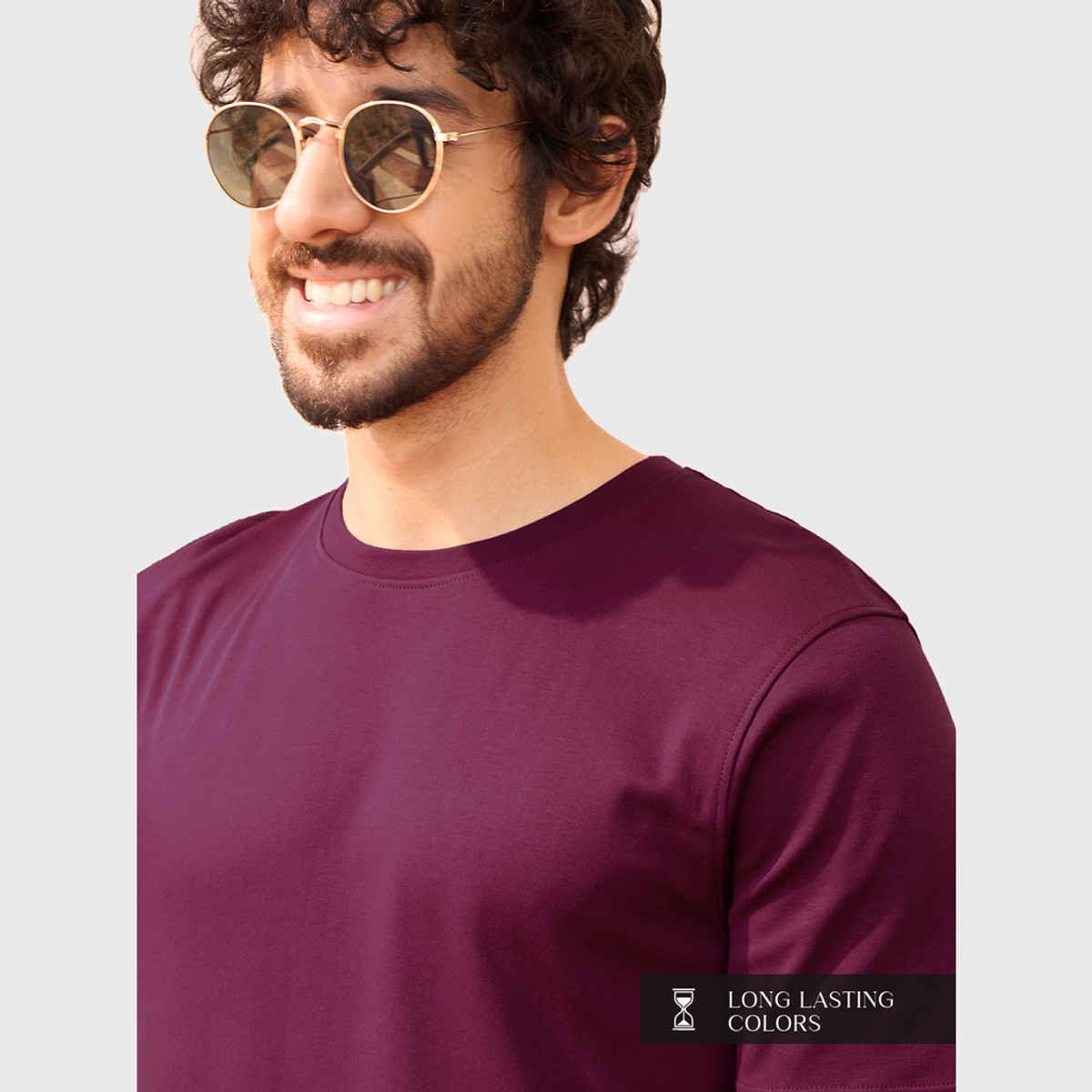 The Souled Store Men's Regular Supima- Wine Supima T-shirts | L