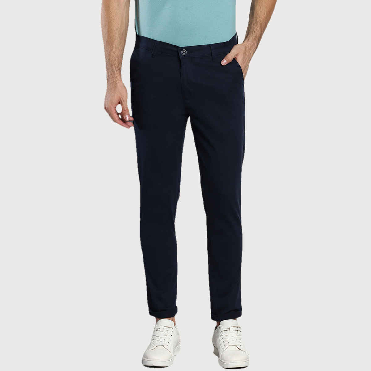 Dennis Lingo Men Tapered Fit Trousers - Navy Blue | Cotton | 32