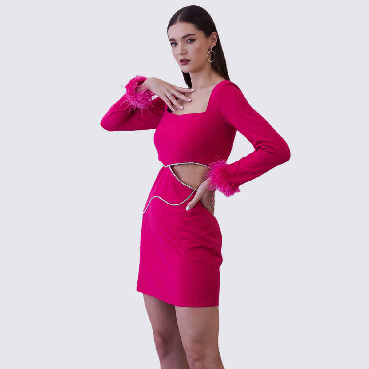 Athena Women's Cut-Out Bodycon Dress | Fuchsia - L