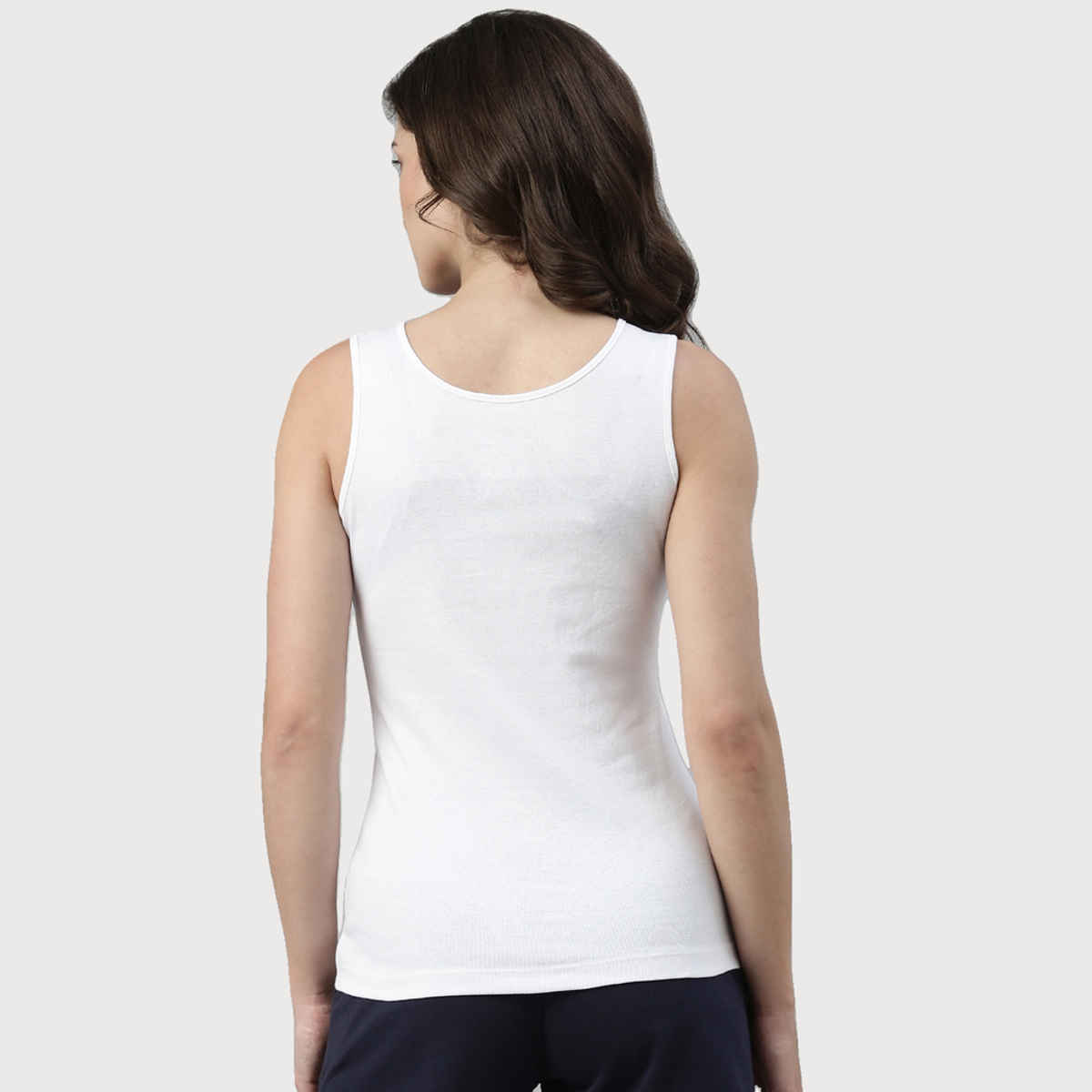 Enamor Women's E025 Slim Fit Tank Top|Stay New Finish | White-L