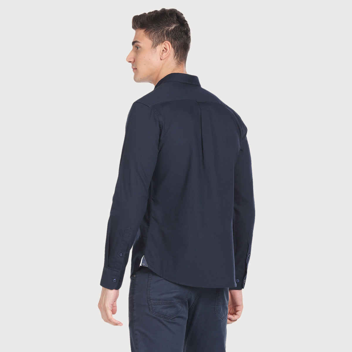 USPA Solid Slim Fit Shirt For Man - Navy - L