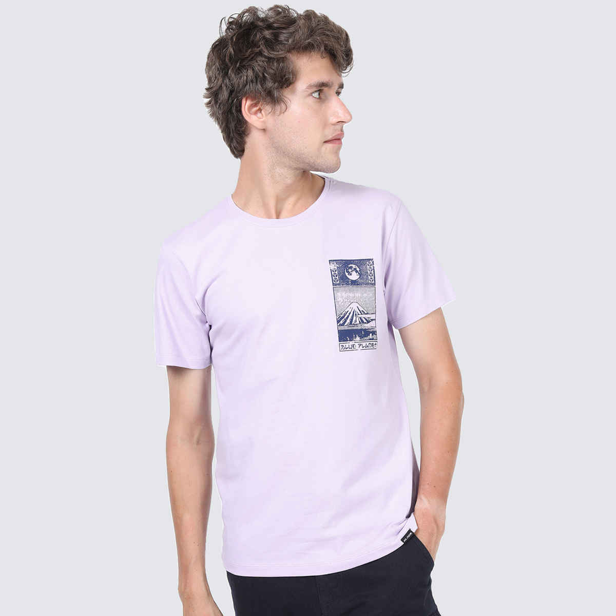 Highlander Men's Printed Round Neck Slim Fit T-shirt | Lilac - S