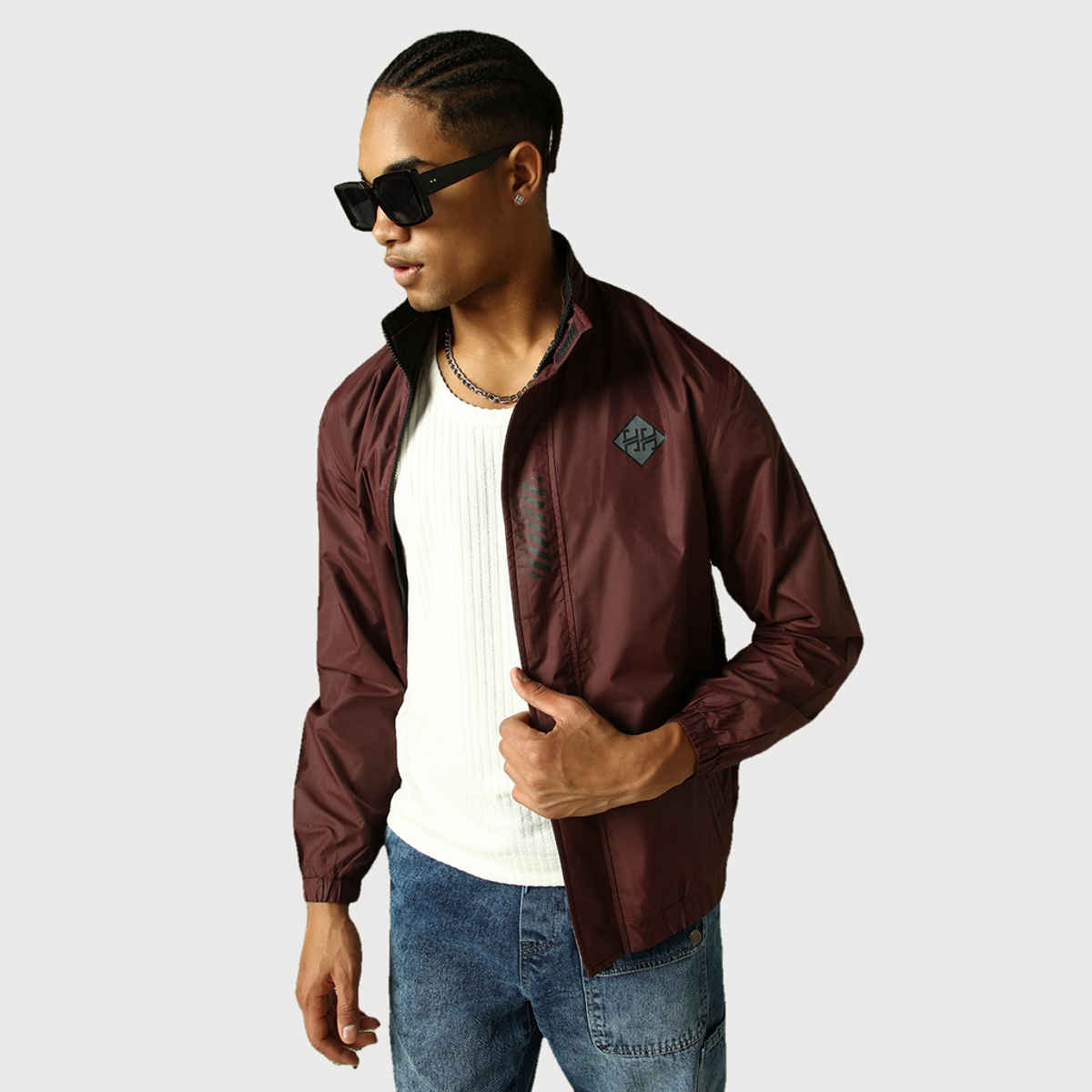 Hubberholme Men's Lightweight Relaxed Fit Reversible Windcheater Jacket | Maroon - M