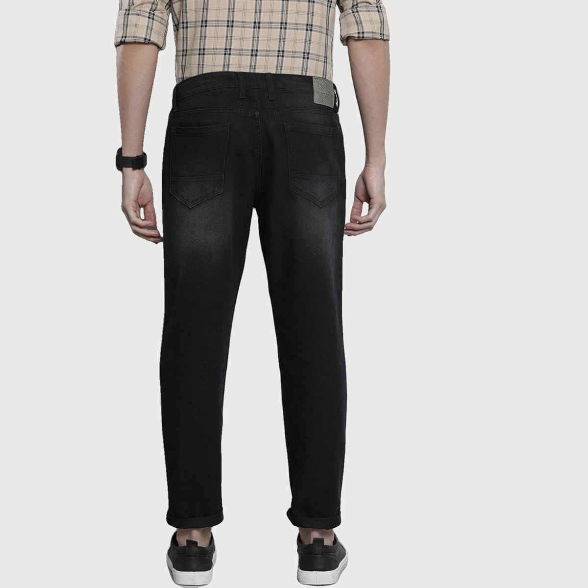 The Indian Garage Co Men's G-131 Dad Fit Solid Casual Jeans | Black | 34