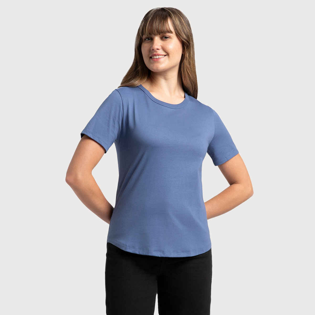 Jockey Women Cotton Rich Half Sleeve T-shirt | Blue - L