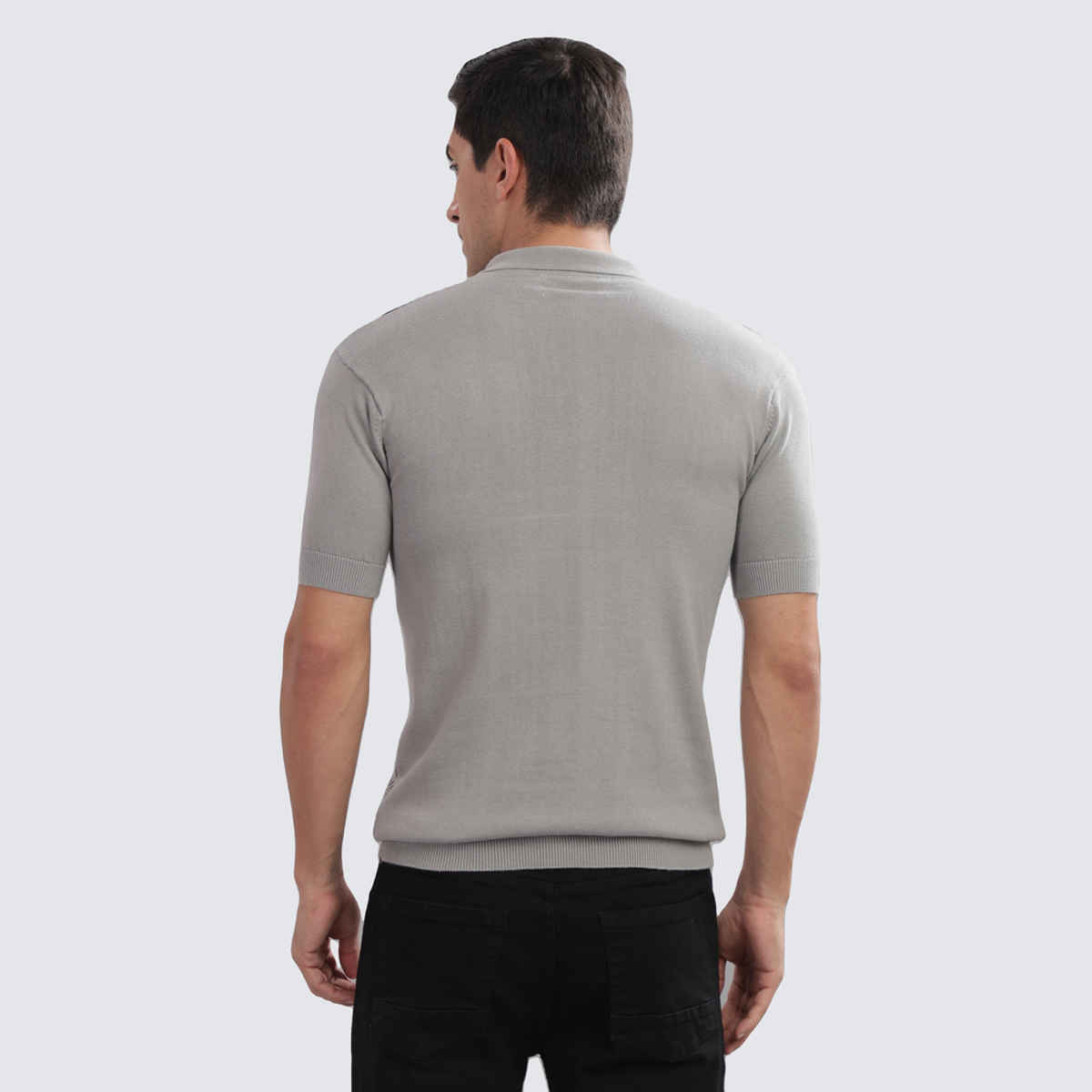 OUTLAWS Men's 100% Cotton Structured T-Shirt | Flat Knit | Super Stretch | Grey and White - XL