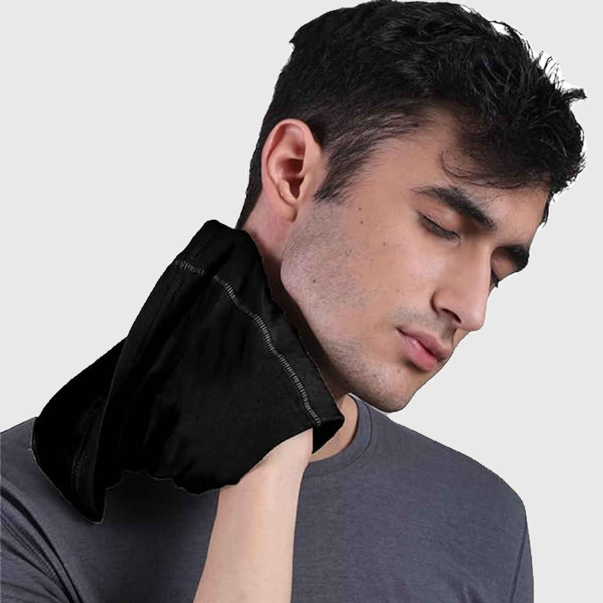 Freecultr Unisex Solid Bamboo Bandana | Black and Charcoal - Free Size