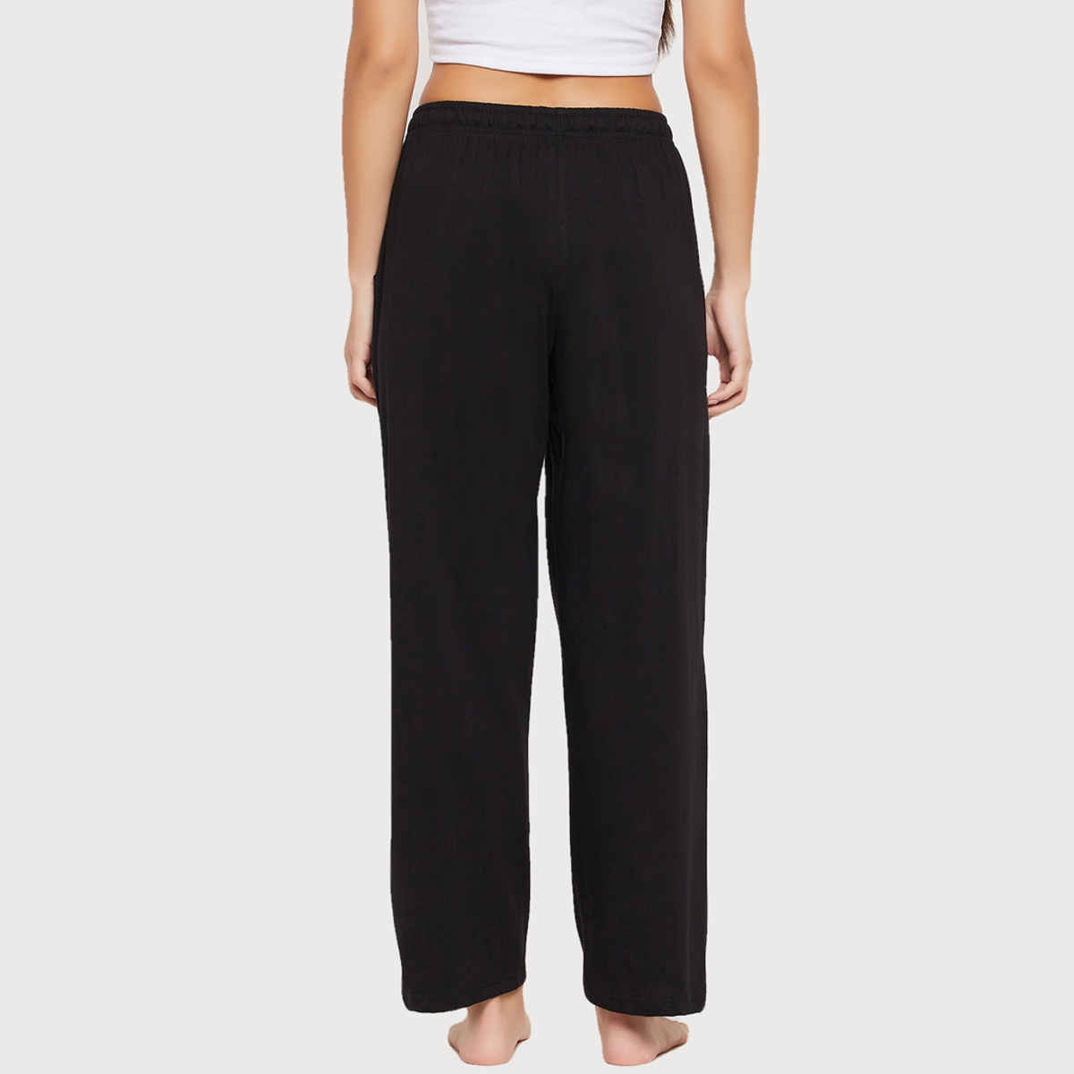 Clovia Women's Cotton Rich Pyjama | Black - 3XL