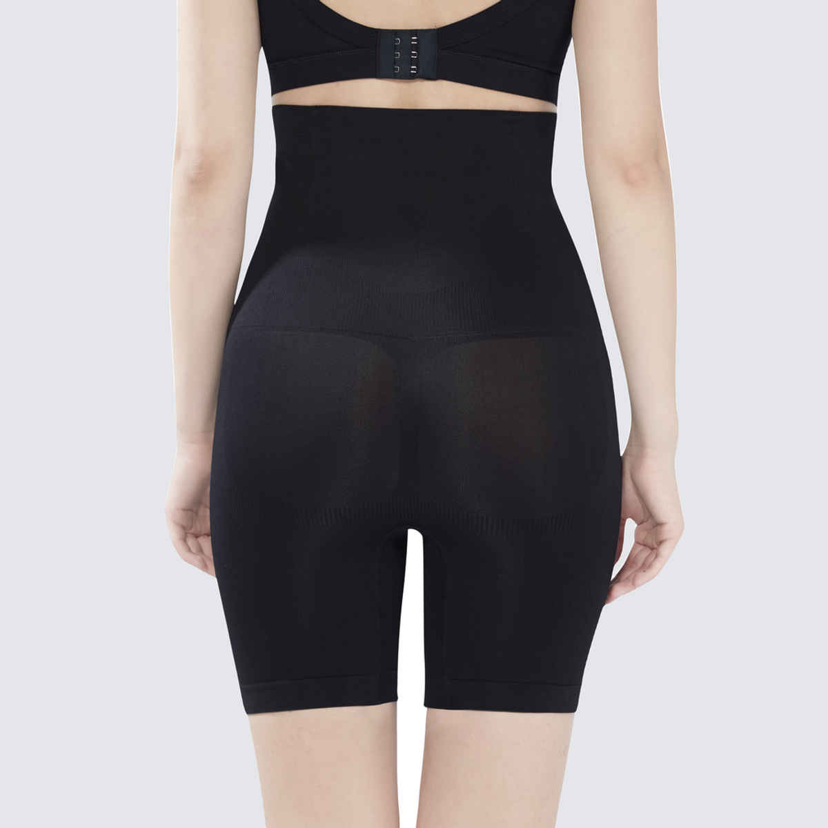 Plumbury Women s Seamless High Waist Tummy Tucker Thigh Shaper Shapewear | Black | XL