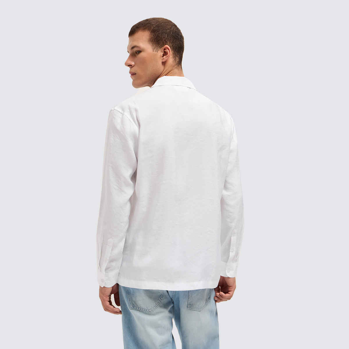 The Bear House Men's Lenzing Modal Solid Oversize Fit Casual Shirt | White - M