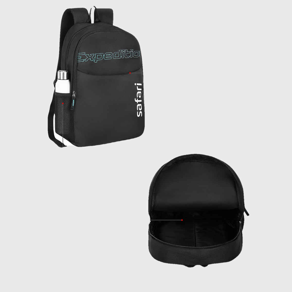 Safari Unisex Logo Polyester 30 L Top Handle Casual Backpack | Black - L