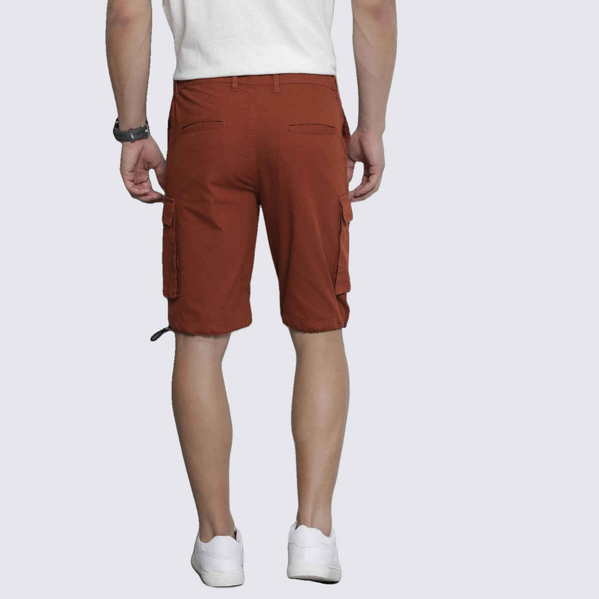 The Indian Garage Co Men s | Relaxed Solid Casual Cargo Parachute Shorts | Burnt Orange | 32